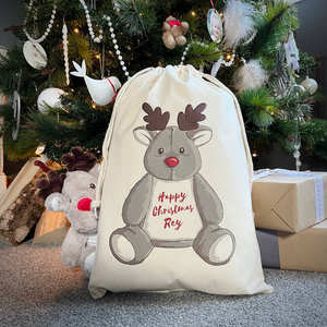 Personalized Christmas <strong>Story</strong> <strong>Sack</strong> Popular Printing Carton Cartoon Grey Reindeer Tree Santa Canvas <strong>Sack</strong> - Product Image 4