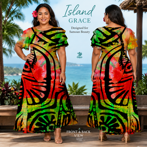 Oferta Especial: Falda Amplia con Cuello Redondo y Motivo Cultural Polinesio Elei, Talla Grande 7XL, Suministro al por Mayor - Product Image 3