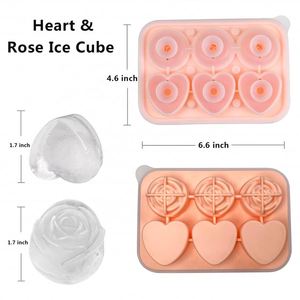 Bac à glaçons en forme de fleur et de cœur, 100 % plastique de qualité alimentaire, résistant au congélateur, pour cocktails, boissons - Product Image 3