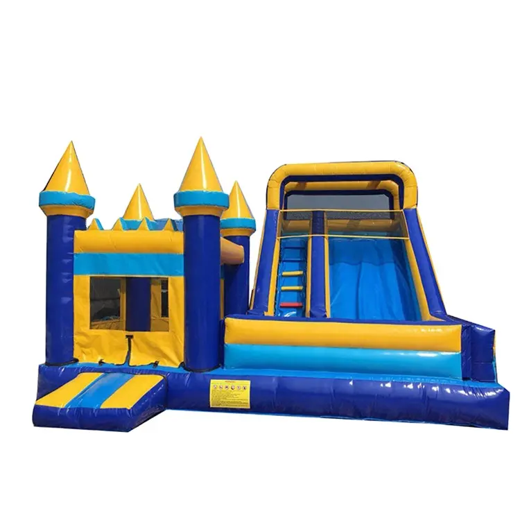 Yellow and Blue Inflatable Bouncer Castle with Slide Inflatable Bouncer Combo