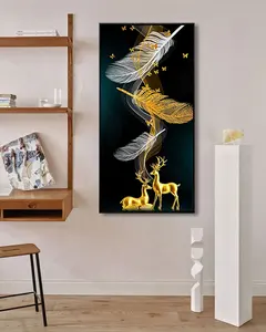 Poster stampa arte di grandi dimensioni colore nero e arancione foglie di cervo portico corridoio decorazione pittura acrilica