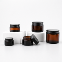 Ventes en gros de pots cosmétiques en verre ambré avec couvercles en aluminium, contenants de soin de la peau protecteurs contre la lumière, 5g-150g