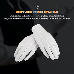 Guantes de Algodón Blanco Suave con Banda Elástica, Cierre de Broche, Puntos de PVC, Textura Suave para Camareros, Ceremonias Funerarias, Absorbentes de Sudor - Product Image 4