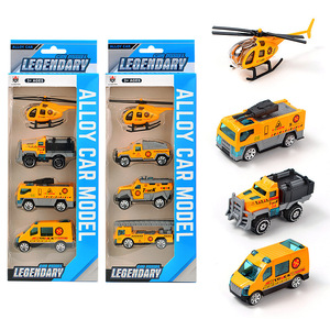 Voiture jouet en plastique et alliage pour enfants, modèle coulissant de simulation d'avion, voiture de police, camion de pompiers - Emballage anglais - Product Image 1