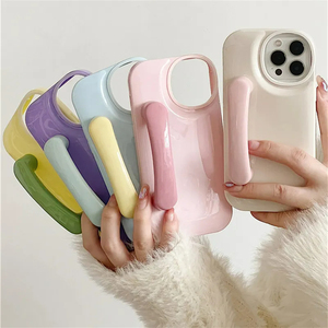 Custodia per telefono con supporto per maniglia Color caramella carina per <span class=keywords><strong>iPhone</strong></span> 15 14 13 12 <span class=keywords><strong>11</strong></span> Pro Max supporto di miscelazione a colori antiurto - Product Image 2