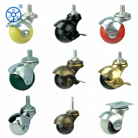 Roulettes pivotantes universelles en PP pour chaise de bureau, fournisseur de roulettes à tige annulaire pour meubles, roulettes à bille de 50 mm pour canapé