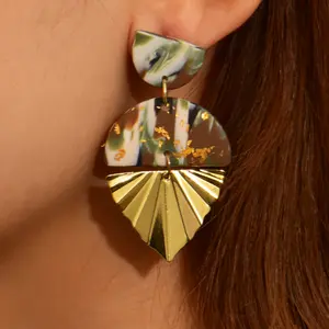 Fashion C-shaped Geometric Pottery Clay Drop Earrings Jewelry For Women