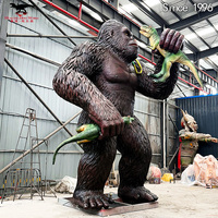 Modèle de combat réaliste King Kong et dinosaure, animatronique haute simulation de scènes de film pour parcs à thème personnalisés