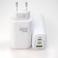 Chargeur mural USB-A PD multi-ports 120W GaN à 3 ports pour téléphone, prise US/EU, vente en gros d'usine, approvisionnement en vrac