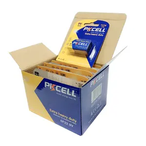 بطاريات زنك كربونية قوية 9 فولت من العلامة التجارية PKCELL 9 فولت بطارية جافة أولية فائقة التحمل 006p 6f22 9v