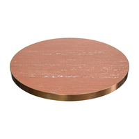 Base de table en acier inoxydable brossé or rose, table ronde en pierre frittée pour café, restaurant, hôtel, bistrot
