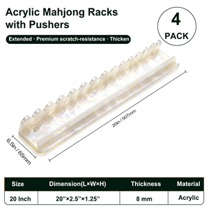 Premium Acrylic Mahjong Racks with Magnetic Pushers Set of 4, 20 inch Scalloped Mahjong Racks - Product Image 2