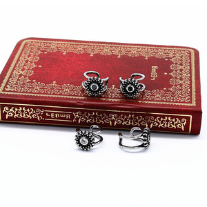 yunnique Flower <b>Cuff</b> <b>Earrings</b> Stainless Steel Bezel Setting For Women And Men Fashion Jewelry - Product Image 3