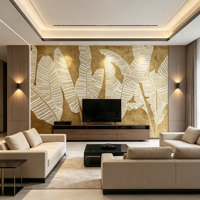 Papier peint mural moderne de luxe à feuilles dorées, papier peint artistique, pour hall d'hôtel, salle privée de restaurant, décoration de couloir de club