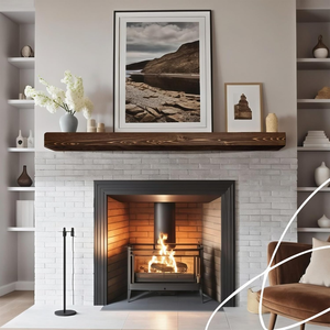 Mesa <span class=keywords><strong>de</strong></span> comedor <span class=keywords><strong>de</strong></span> madera estilo repisa <span class=keywords><strong>de</strong></span> chimenea, hecha <span class=keywords><strong>de</strong></span> madera envejecida, combinación modular, diseño antideslizante, muebles para sala <span class=keywords><strong>de</strong></span> estar - Product Image 6
