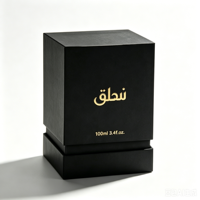 Boîte cosmétique de luxe personnalisée en carton noir de haute qualité pour parfum et cils, avec doublure en velours et dorure à chaud, finition mate