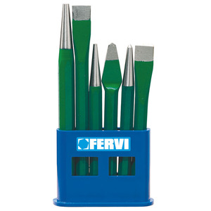 Juego de cinceles y punzones Fervi con soporte de plástico, 6 piezas - Product Image 1