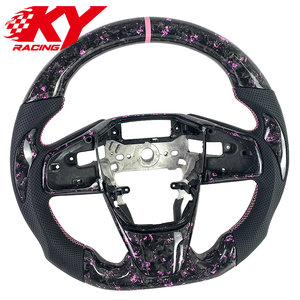 Volant sport en cuir et fibre de carbone personnalisé pour accessoires intérieurs de voiture, compatible avec Honda Civic 10ème génération, H-RV, C-RV - Product Image 3