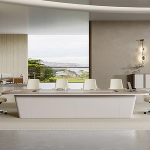 Nhà Máy Bán Buôn Bằng Gỗ Họp Bàn Bàn Hội Nghị Với Ổ Cắm Cáp Thiết Kế Điều Hành Hiện Đại Hội Nghị Phòng Bảng - Product Image 1