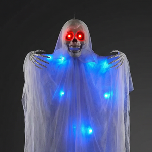 Animatrónico <span class=keywords><strong>de</strong></span> Halloween: Esqueleto Colgante con Luz Azul Brillante, Esqueleto Oscilante, Decoración para Fiesta <span class=keywords><strong>de</strong></span> Halloween - Product Image 3