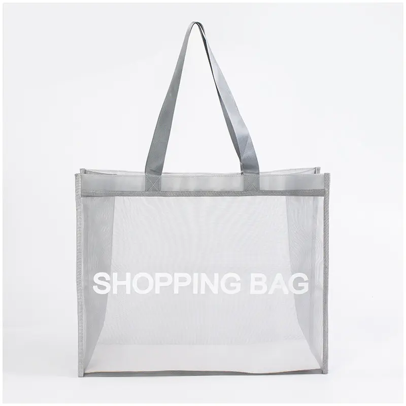 Sac de plage Transparent et respirant avec lettres imprimées, sac de Shopping en Nylon pour supermarché et centre commercial, vente en gros