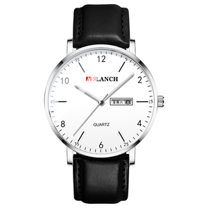 Montre à quartz minimaliste pour homme, bracelet en cuir, montre-bracelet simple pour affaires, étanche, tendance - Product Image 3
