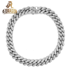 Correntes de prata 925 pura 12 mm Banhado a ouro branco VVS <span class=keywords><strong>Moissanite</strong></span> Diamante Cubano para Homens