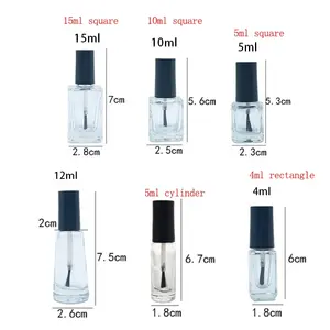 Jinwusun-bouteille de vernis à ongles carrés transparents, multi-spécifications Unique, flacon rond vide en verre Uv, pour Gel, brosse, 5ml