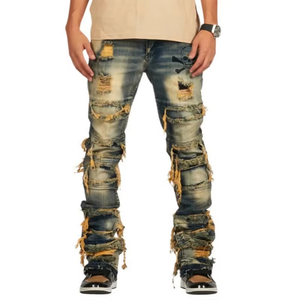 ديزنيو مخصص جينز مصمم ملابس الشارع استرخاء ضئيلة المناسب حمض غسلها سراويل الدنيم للرجال - Product Image 1