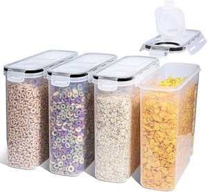 Airtight Cereal Dry Food Storage Container Set of 4 BPA Free Plastic Kitchen Pantry canister Set Practical Cereal dispenser