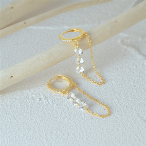 Boucles d'oreilles pendantes longues en argent sterling 925 plaqué or 18 carats avec diamants et zircons pour filles, collection CANNER - Product Image 4
