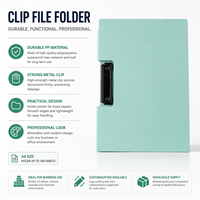 Porte-documents A4 en plastique, couverture de dossier en PP durable avec clip métallique robuste pour documents, rapports, réunions, présentations