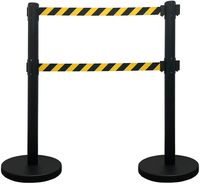 Exposition de musée de métro portable Barrière de ceinture noire Contrôle de foule Stanchion Poteaux de barrière rétractables avec double ceinture