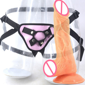 FAAK 17cm <strong>Lesbian</strong> Sex Toy Ladies Dress <strong>Strap</strong> on Realistic Dildo Strapon Strapon Dildo Penis with Belt Sex Toy for Women - Product Image 5