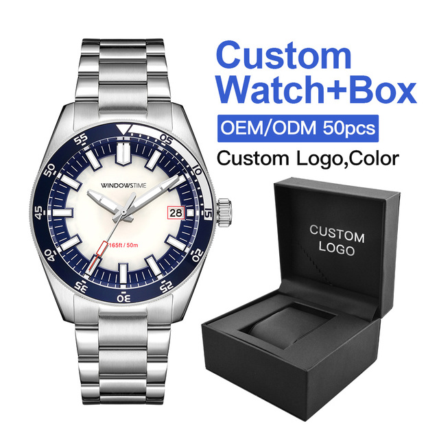 High End Classic Japan Miyota Quartz Movement Stainless Steel Simple Pointer Dial Water Resistant 5BAR Luxury Men's Watch