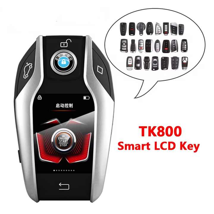 LCD-scherm Smart Key, Universeel TK800 LCD-touchscreen Smart Key Remote Keyless Entry voor Alle Modellen met Start-stop-motorknop (Zwart LCD-scherm Smart Key, Universeel TK800 LCD-touchscreen Smart Key Remote Keyless Entry voor Alle Modellen met Start-stop-motorknop (Zwart