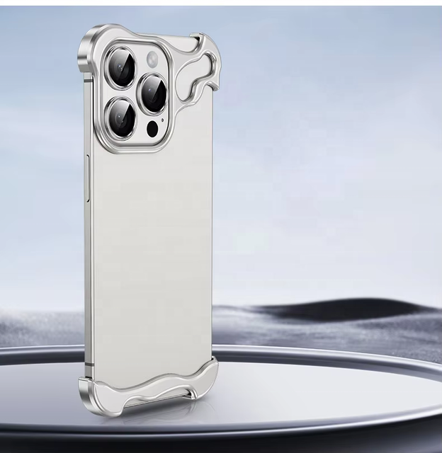 Real Bare Metal Aluminum Corner Case Shockproof Phone Case for iPhone 16 Pro Max 16 Pro A-1014