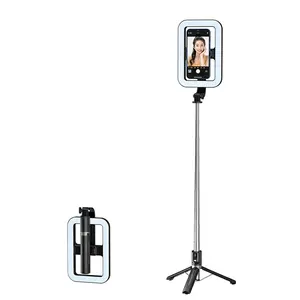 Mở rộng điện thoại thông minh Selfie Stick Tripod ROTARY điền ánh sáng điện thoại chủ thép không gỉ Selfie Gậy cho điện thoại di động