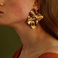 Boucles d'oreilles grandes et audacieuses pour femmes, au design géométrique irrégulier, effet miroir, pour une personnalité affirmée