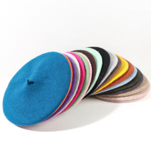 Gorros de boina de lana de verano de artista francés para mujer personalizados, gorros de fiesta de personajes elegantes de Color sólido liso Vintage - Product Image 2