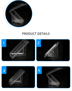 Contenedores duraderos de plástico transparente para sándwich con tapas con bisagras Contenedores triangulares para comida para llevar para restaurante Material PET - Product Image 4