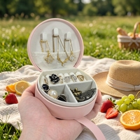LG7305 Vente Flash Livraison Rapide Étui à Bijoux Rose Mignon Portable avec Compartiments Séparés Cadeau d'Anniversaire Mariage Boîte à Bijoux de Voyage