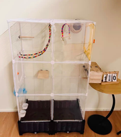 Cage à oiseaux de luxe en fer forgé épaissi, style villa, revêtement poudré, sûre et écologique, pour usage intérieur et extérieur