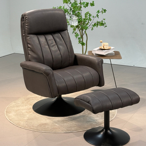 Silla Moderna de Lujo con Respaldo Alto Ajustable, Tapizada en Cuero, Patas Metálicas, para Sala de Estar, Apartamentos, Modelo 9392 - Product Image 1