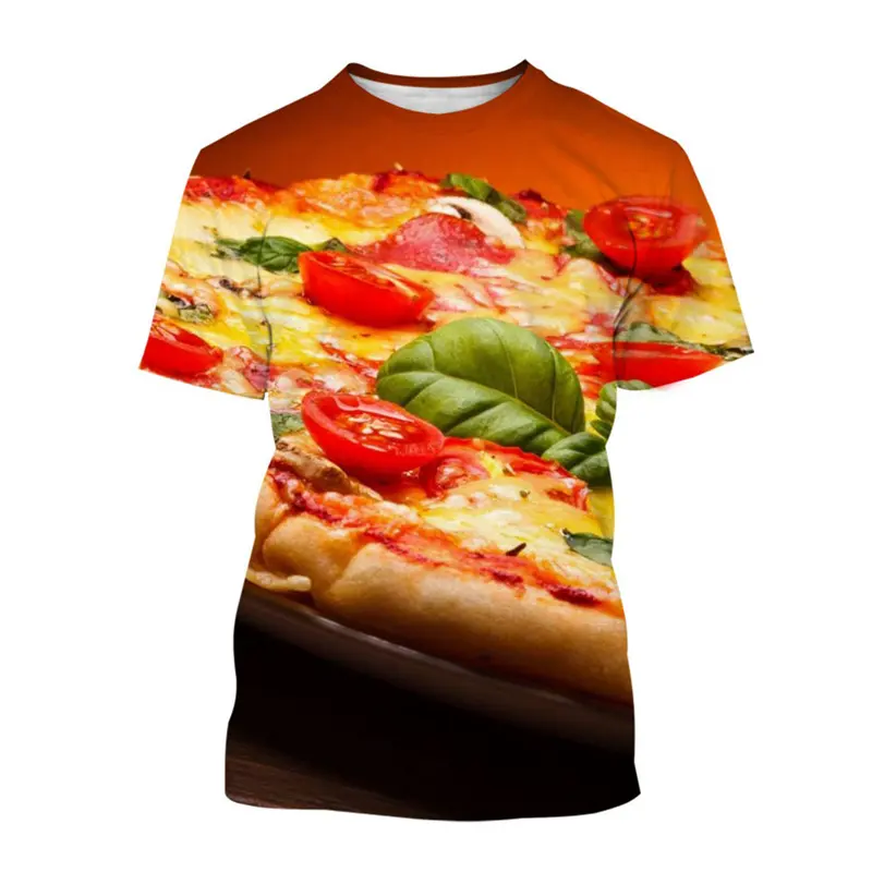 Fitspi 3d Pizza-druck T-Shirt Herren Schlussverkauf Oberteile Kurzarm-T-Shirt beliebte Sommermode T-Shirts lustige Speisen Tees Kleidung