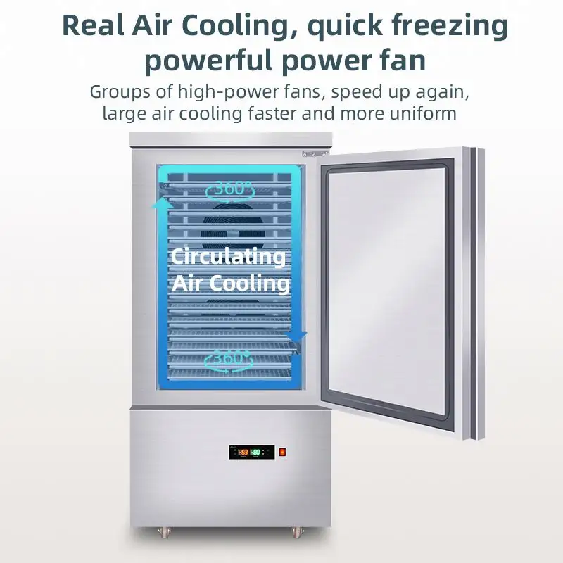 Giá tốt thương mại đóng băng thiết bị buộc phải làm mát không khí hệ thống thép không gỉ bánh thực phẩm Vụ Nổ Máy làm lạnh Tủ đông máy