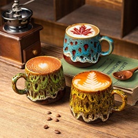 Tasse à café personnalisable en céramique rétro de luxe léger, pour couple, idéale pour l'export.