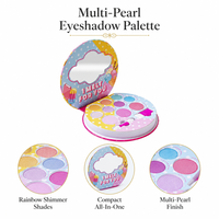 Palette de fards à paupières minéraux multi-perles - Teintes irisées arc-en-ciel, formule hautement pigmentée et estompable, compacte tout-en-un