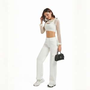 Street-wear Plus-Size Retro-Casual Loose-Wide Longed Pants <b>Women's</b> Summer Fashion Breathable Cargo <b>Trousers</b> - Product Image 1