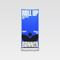 Support de bannière enroulable rétractable portable 80x200cm avec étui de transport, cadre en aluminium pour la publicité et les expositions